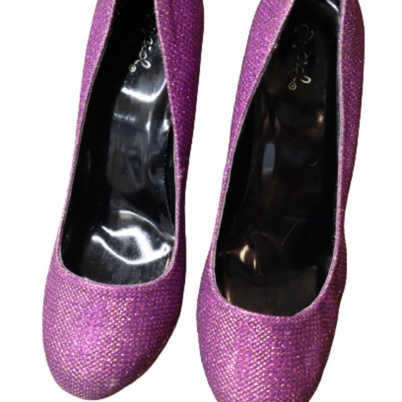 Women's Purple Sparkly Platform Heels - Picture 3 of 7